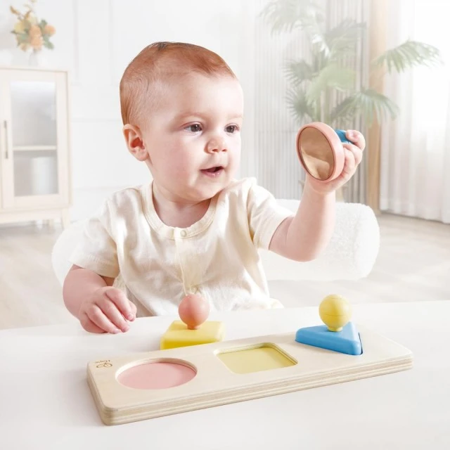 Montessori Educational Sensory Toy, Hape, Mirror Shapes, 24.6 x 6 x 8.8 cm