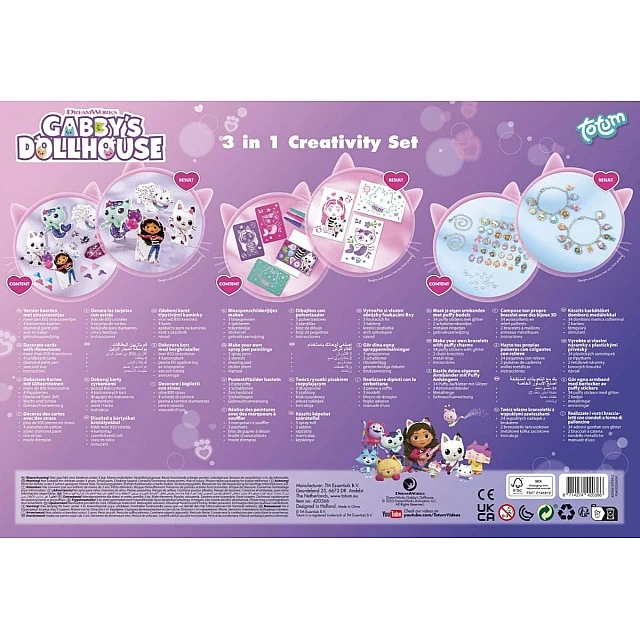 Творчески комплект Gabby′s Dollhouse, Блестящи гривни + спрей маркери + диамантена мозайка 3 в 1