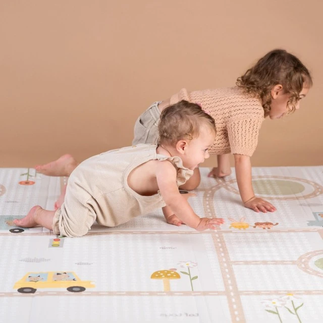 Бебешка двустранна подложка от пяна, Taf Toys, Пътни приключения, 150 x 200 см