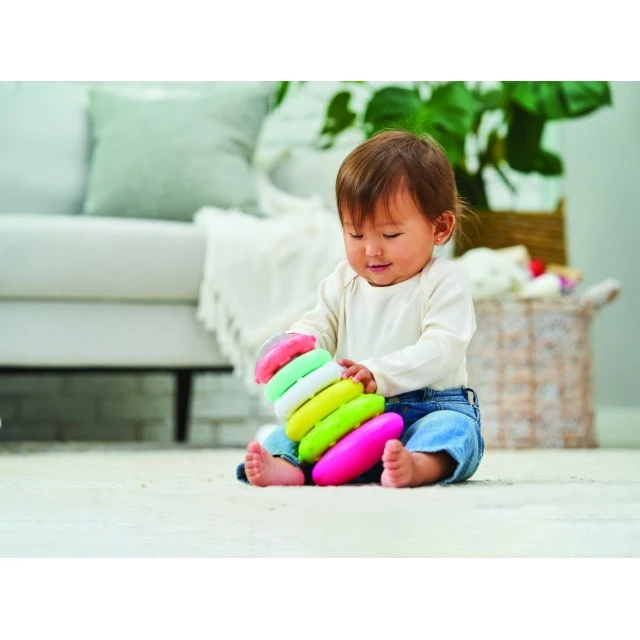 Pyramid with rings for stacking, Infantino, Pink