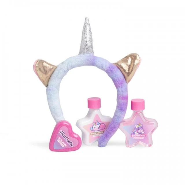 Set of hair bands and bathroom accessories, Martinelia, Small unicorn, 4 pieces