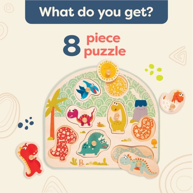 Wooden puzzle Dinosaurs, 8 parts