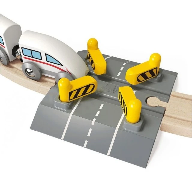 Wooden toy Automatic barriers when crossing railway lines