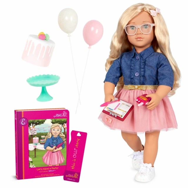 Doll, Battat, Our Generation, Emily with accessories and book, 46 cm