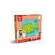 Дървен пъзел с кубчета, Hape, Диви животни, 9 части