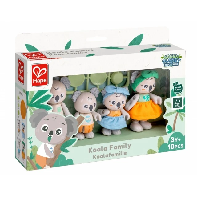 Set of wooden figures Koala family, 10 parts