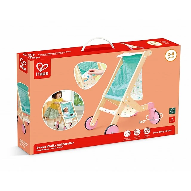 Wooden Children's Doll Stroller, Hape, 2 parts