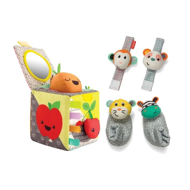 Комплект бебешки играчки, Infantino, Подаръчен комплект, 3 играчки