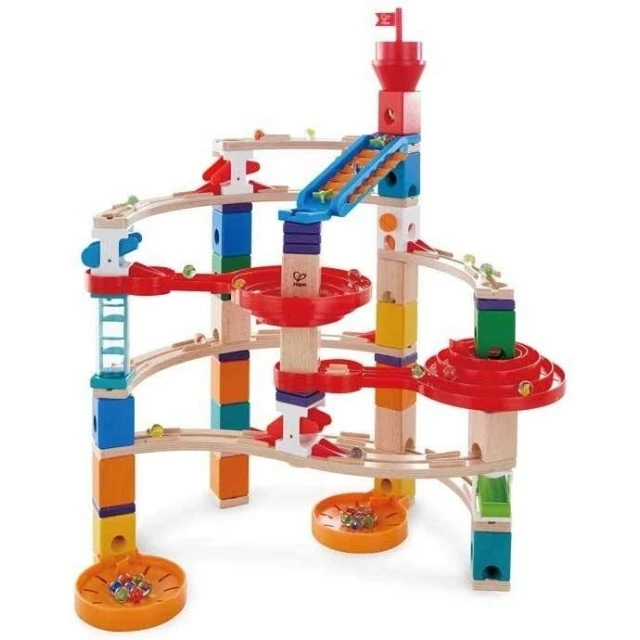 Комплект дървена писта, Hape Quadrilla, Супер спирала, 79 части