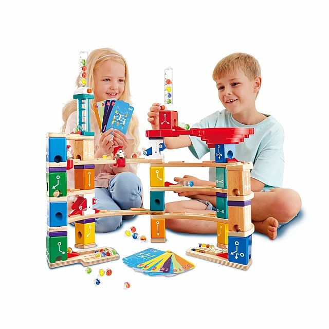 Quadrilla Wooden Ball Track Set, Advanced Coding, 159 Pieces