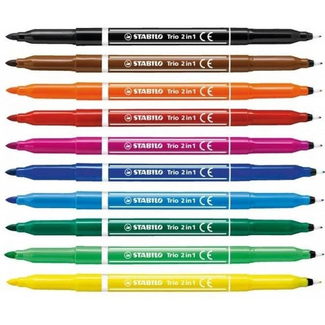 Set of markers, Stabilo, Trio 2 in 1, 10 colors