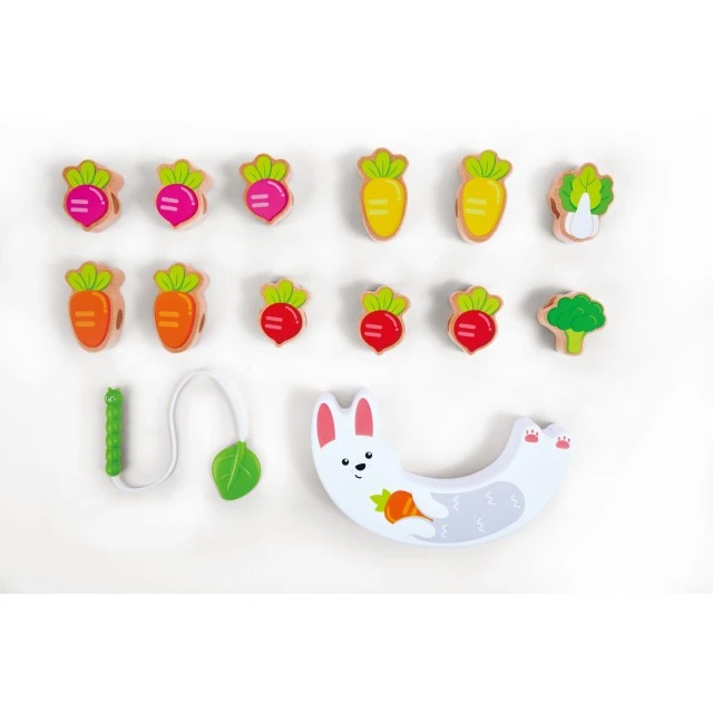 Интерактивна дървена играчка, Hape, Зайче, Баланс и нанизване