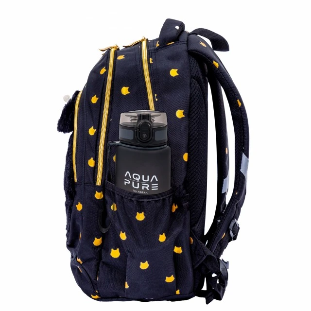 School backpack, Astra, Fluffy black kitten, AB330, 39 x 28 x 15 cm