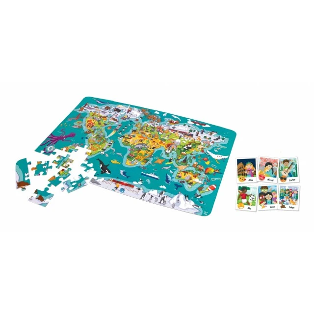 World Tour 2 in 1 puzzle and game, 105 pieces