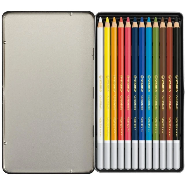 Set of pastel pencils, Stabilo, CarbOthello metal box ST1412-6, 12 colors