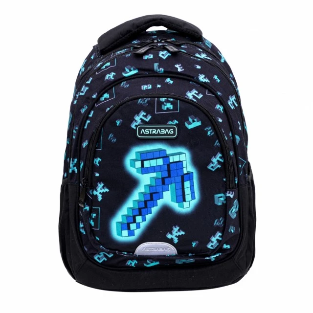 School backpack, Astra, Dark Pixel, AB330, 39 x 28 x 15 cm