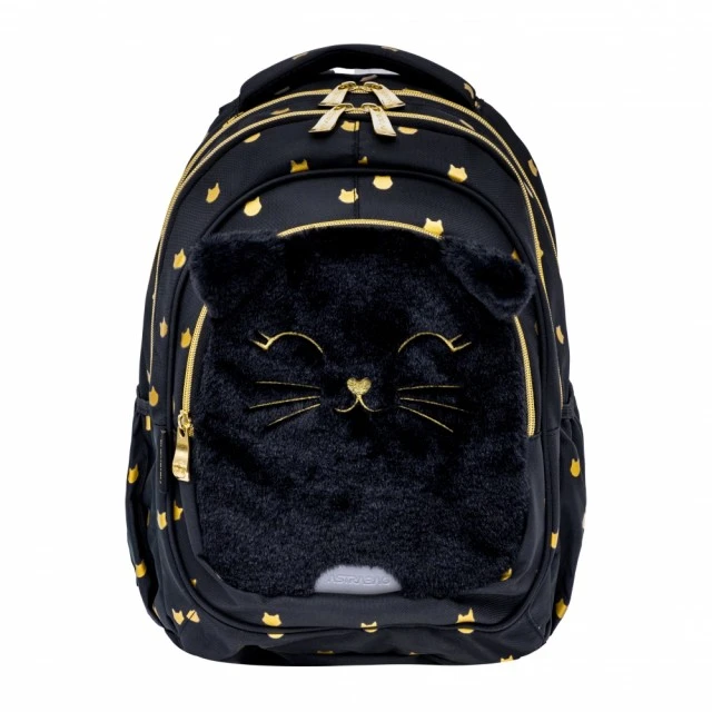 School backpack, Astra, Fluffy black kitten, AB330, 39 x 28 x 15 cm