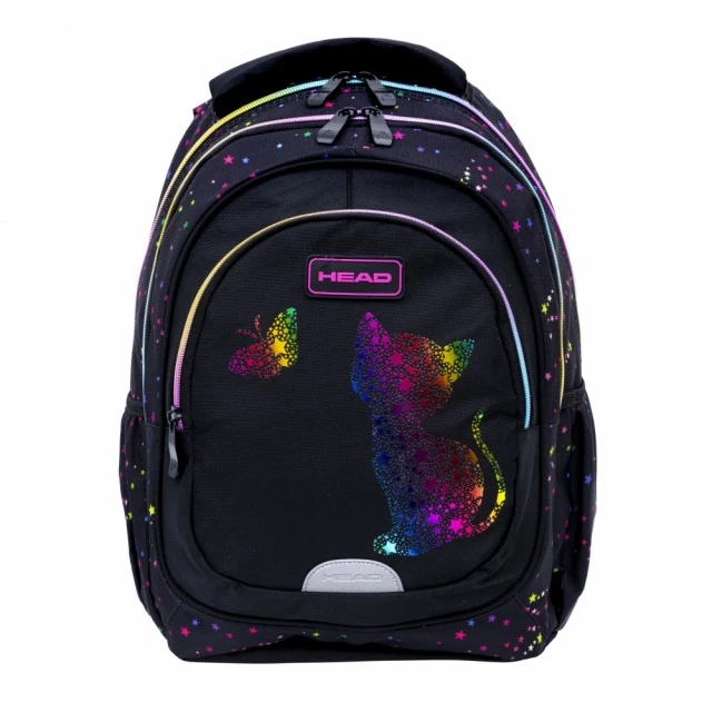 School backpack, Head, Gold kitten effect, AB330, 39 x 28 x 15 cm