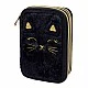 Triple vanity case with accessories, Astra, Fluffy black kitten, AC31, 20.5 x 13 x 6 cm