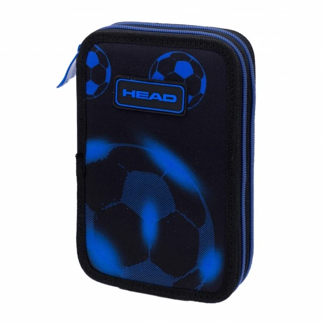 Double vanity case without accessories, Head, Neon blue football, AC2, 20.5 x 13 x 4.5 cm
