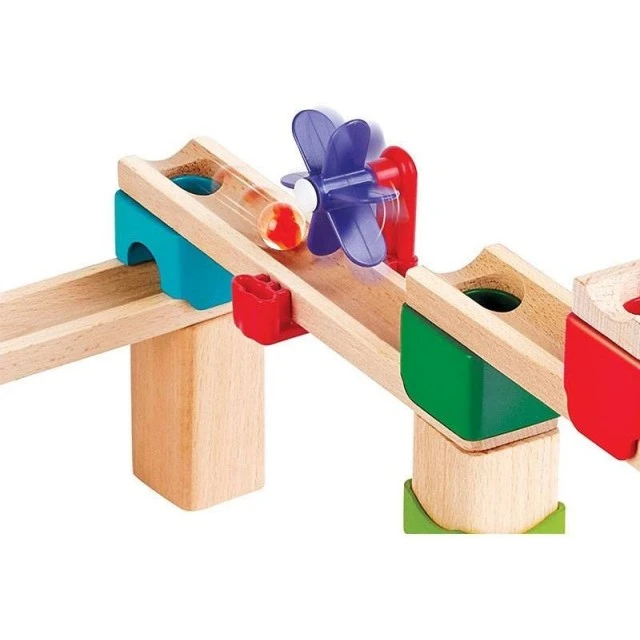 Children’s wooden track with balls and dominoes 2 in 1