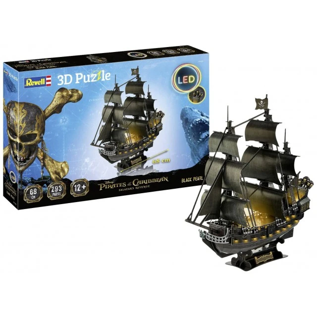Puzzle Pirates of the Caribbean, Black Pearl with LED lighting, 293 pieces