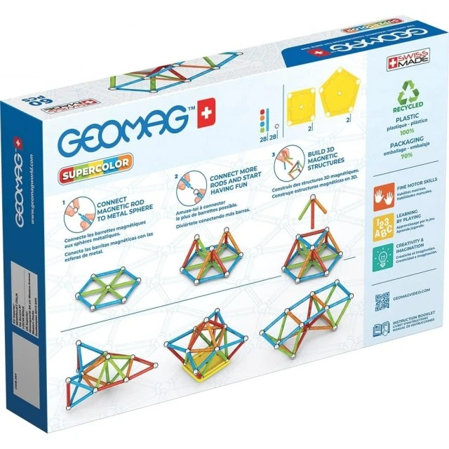 Magnetic constructor Supercolor 384, 60 parts