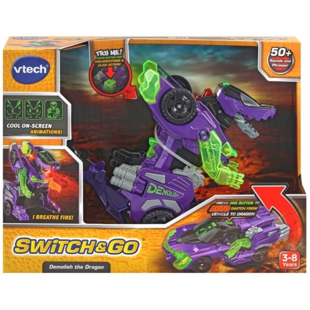 Interactive toy Vtech Transformer Demolish Car and Dragon 2-in-1 Purple