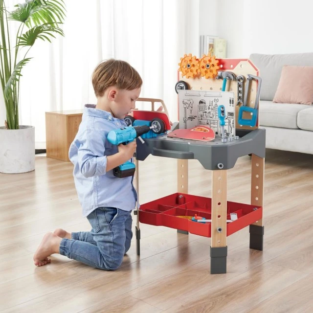 Детски игрален комплект, Hape, Многофункционална работна маса, 71 части