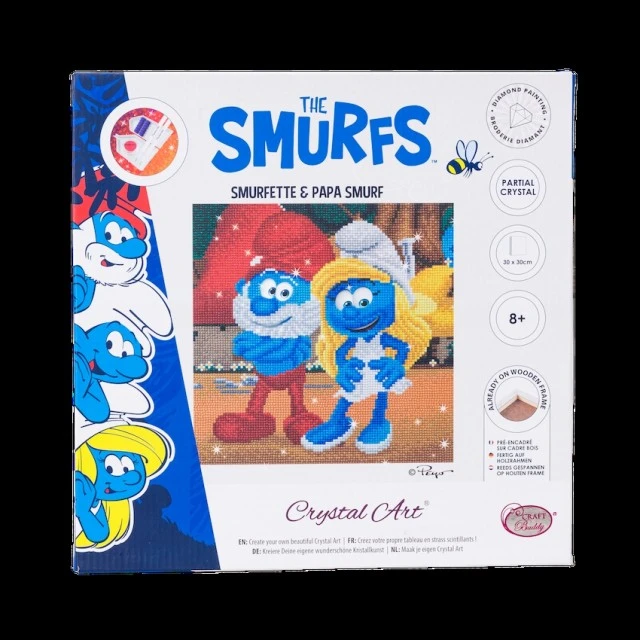 Art kit diamond painting Smurfette and Papa Smurf, 30 x 30 cm, 6 pieces