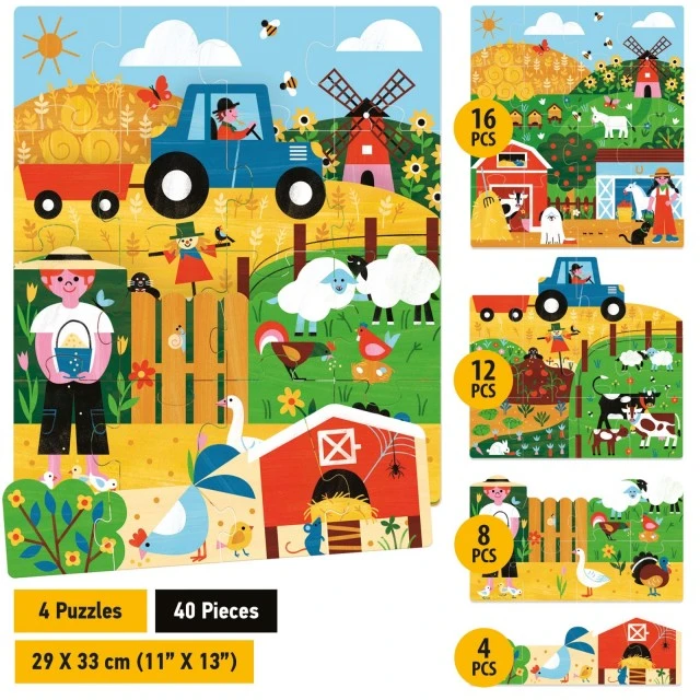Educational puzzle, Headu, The Farm, 40 pieces