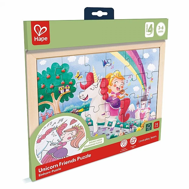 Wooden puzzle Unicorn and friends, 24 pieces