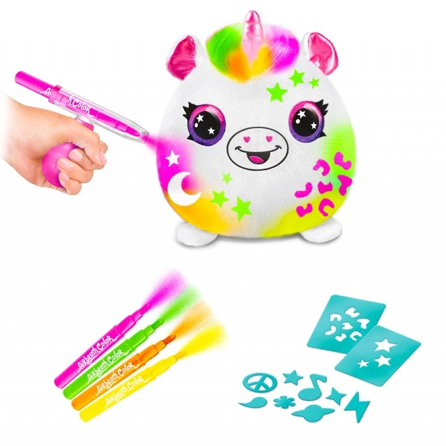 Творчески комплект, Canal Toys, Мини плюшена играчка за оцветяване, Неон, 15 см