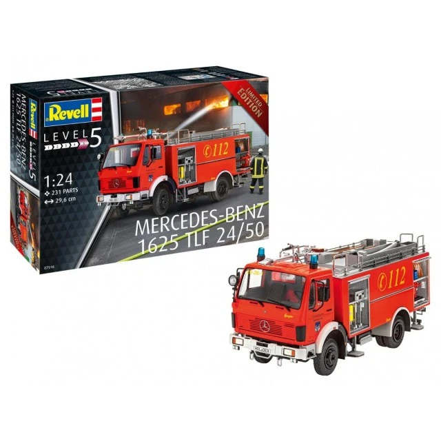 Assembled model Fire truck, Mercedes-Benz 1625 TLF 24/50, 231 parts