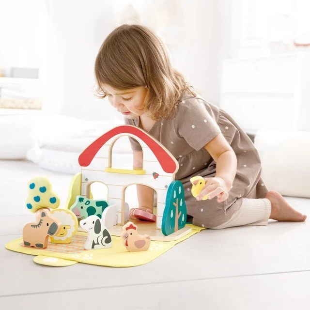 Wooden playset, Hape, Little Farm, 10 pieces