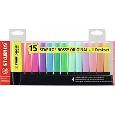 Комплект текст маркери, Stabilo, Boss Original Deskset ST7015-01-5, 15 цвята