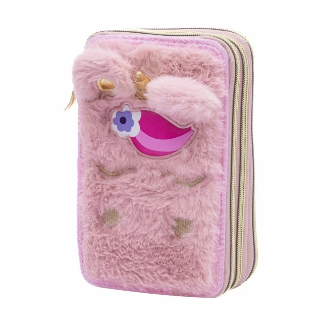 Triple vanity case with accessories ASTRABAG Fluffy unicorn, AC31, 20.5 x 13 x 6 cm
