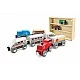 Childrens play set Shelf with wooden trains, 19 parts