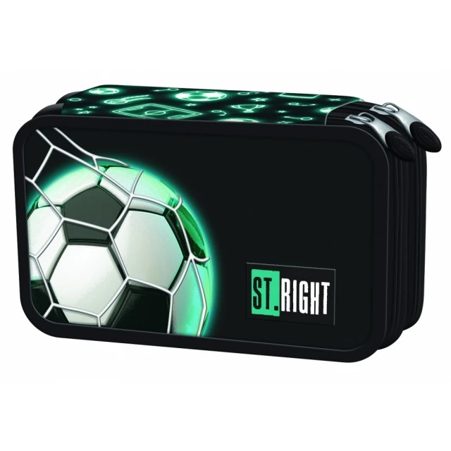 Double toiletry bag, St.Right, Neon football, With accessories, 20 x 13 x 5 cm