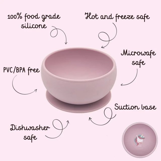 Silicone vacuum feeding bowl, Sassi, Unicorn