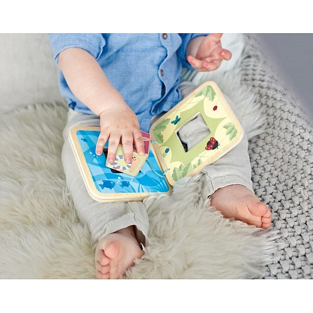 Educational wooden book Adventures with animals, 14 x 14 cm