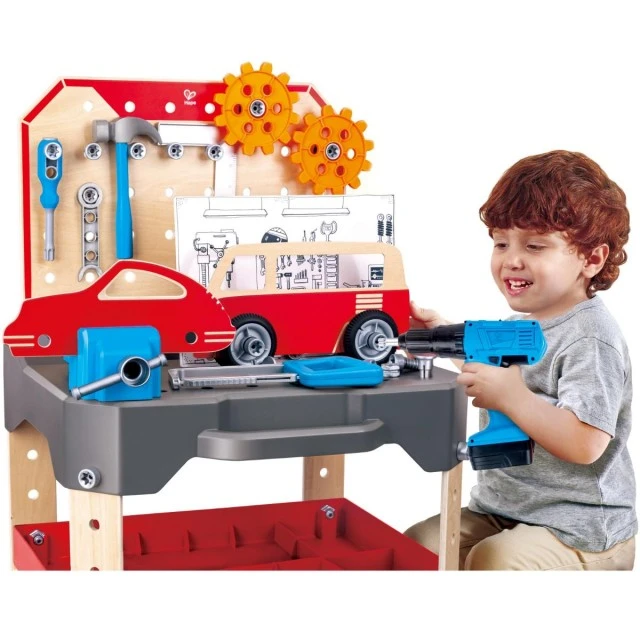 Детски игрален комплект, Hape, Многофункционална работна маса, 71 части