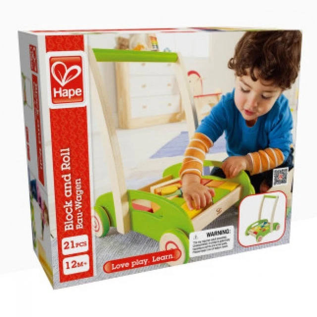 Wooden toy for walking and construction 2 in 1