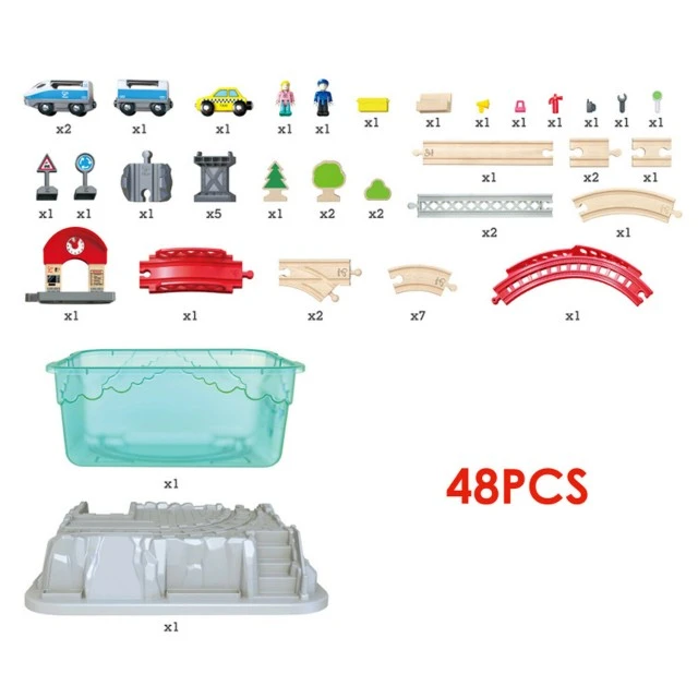 Wooden set City train, 48 parts