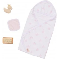 Doll accessory set 14" Bath robe, 4 pieces, Pink