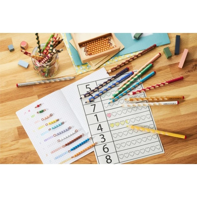 Set of ergonomic colored pencils, Stabilo, EASYcolors right, 12 colors, right hand