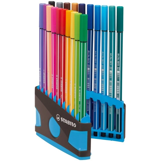 Marker set, Stabilo, Pen 68 Color Parade ST6820-04-04 light blue box, 20 colors