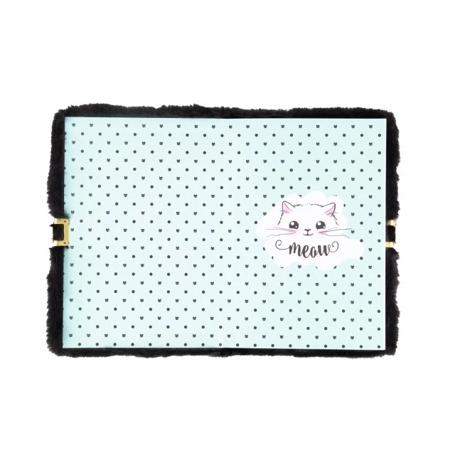 Diary with padlock, Astra, Fluffy black kitten, A5, 19 × 9 × 8 cm