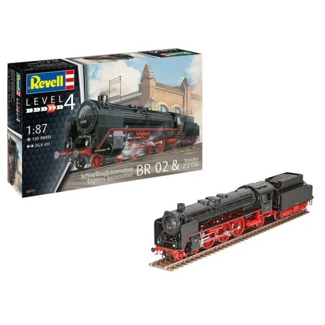 Assembled model BR 02 express train locomotive, 159 parts