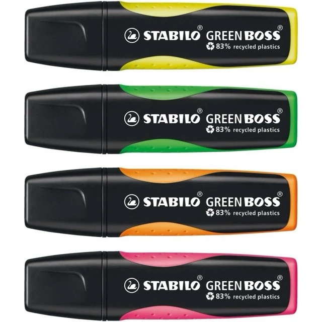 Настолен комплект текст маркери, Stabilo Green Boss ST6070/04, 4 цвята